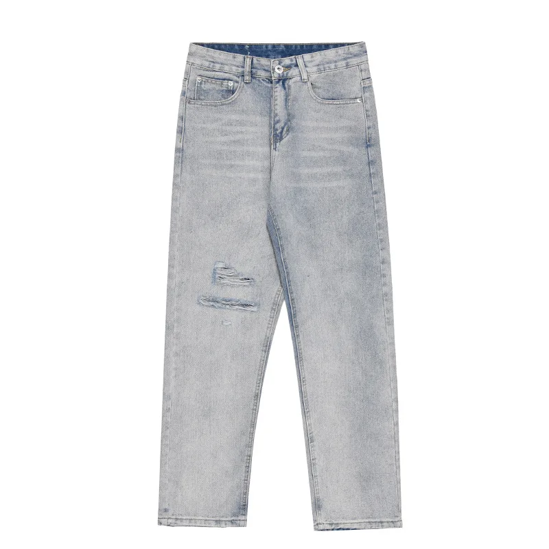 Men's Jeans High Street Trousers Zipper Design Ripped Jeans Men's Casual Loose Trousers Y2K Pants Ins Hot Sale Boyfriend Jeans