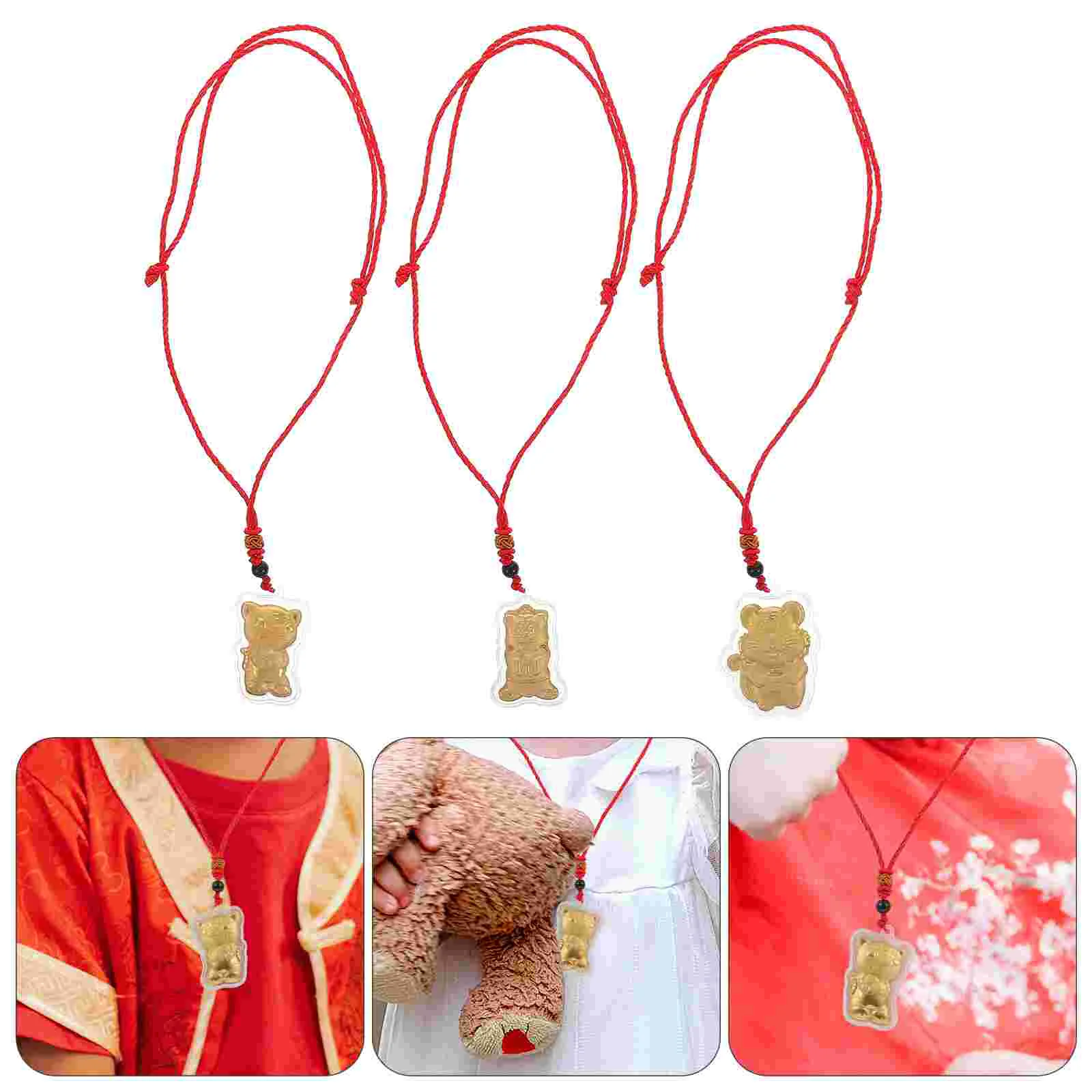 

3Pcs Exquisite Tiger Modeling Pendants Tiger Year Commemorative Pendants
