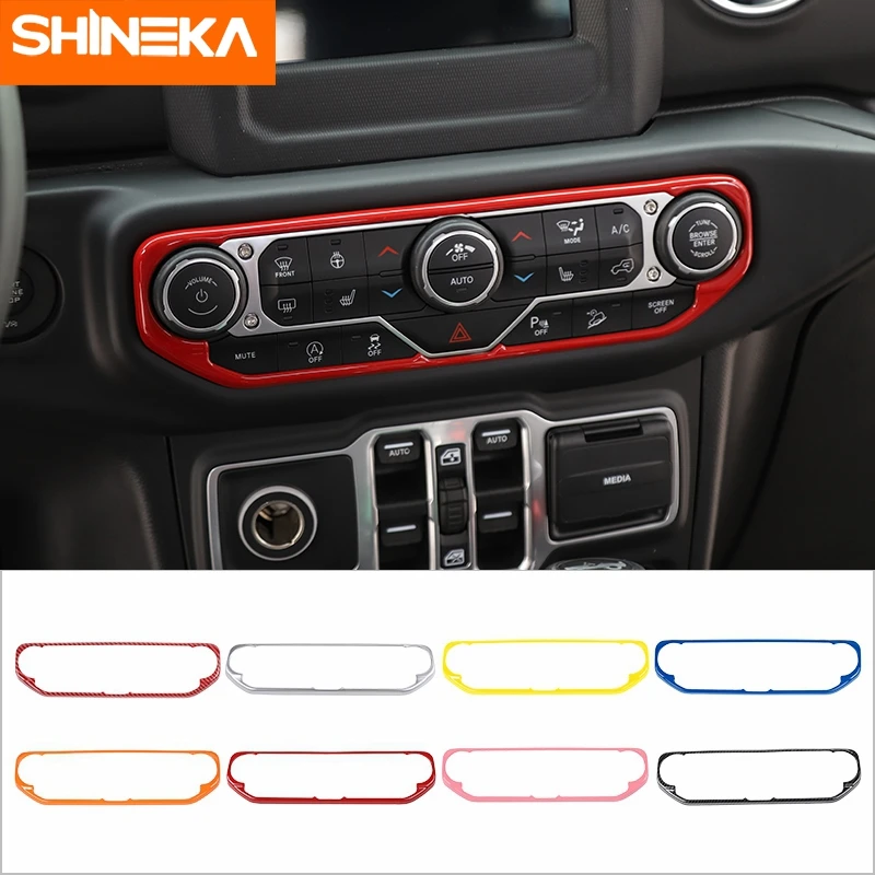 

SHINEKA Car Air Conditioning Control Knob Panel Decoration Cover for Jeep Wrangler JL Gladiator JT 2018-2022 Car Accessories