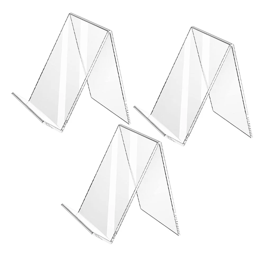 

3 Pcs Acrylic Book Holder Clear Easel Transparent Display Stand Desktop Showing Displaying Rack Magazine
