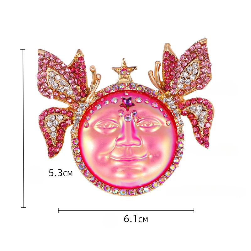 Винтажная брошь с изображением портрета цветка бабочки лица рельефный розовый