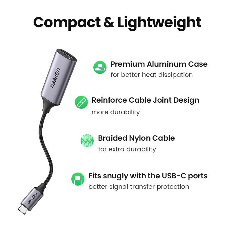 Адаптер UGREEN USB C-HDMI 4K/60 Гц для ТВ-приставки кабель HDMI MacBook Pro Macbook Air Pixelbook XPS Samsung Galaxy