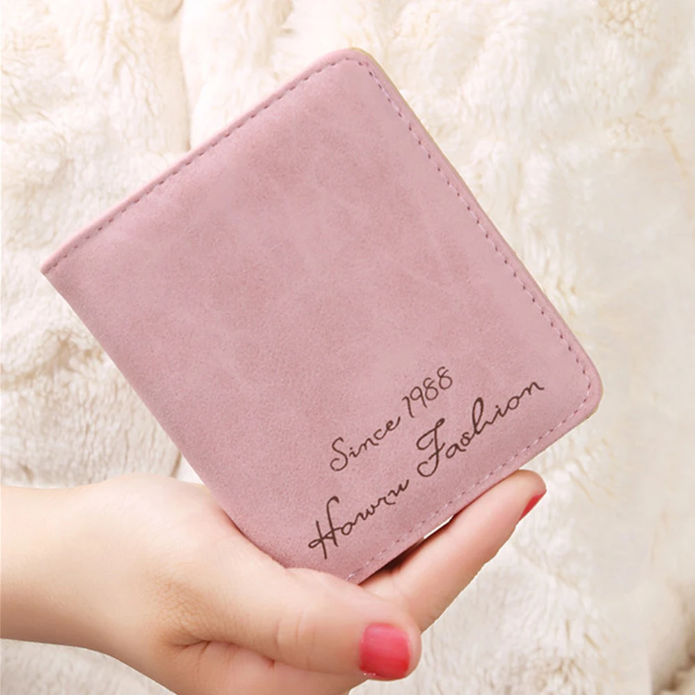

Vintage Letter Women Wallet Simple Solid Short Leather Money Coin Purse Lady Card Holder