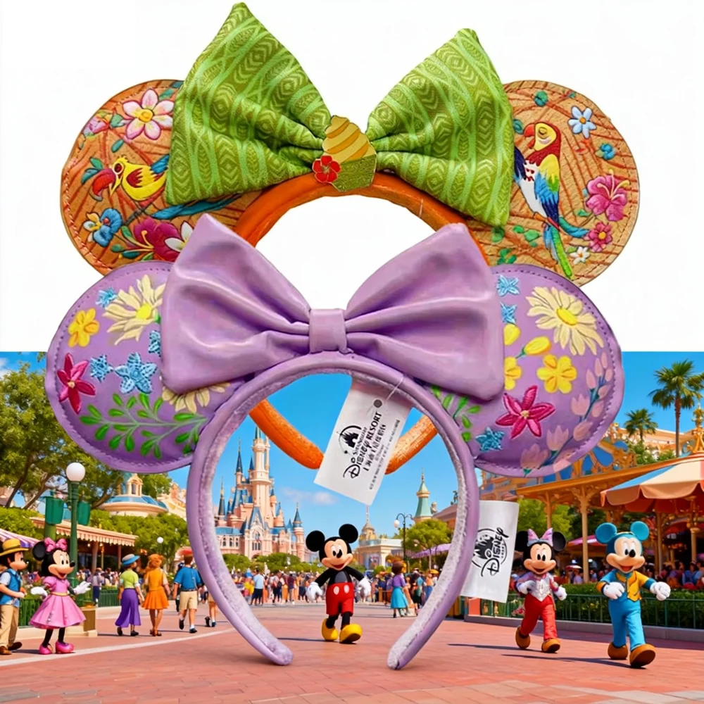Фото DISNEY PRINCESS повязки на голову с мышкой Disneyland Purpler оранжевый бант для ушей Рождество день рождения Хэллоуин косплей костюм для женщин №1