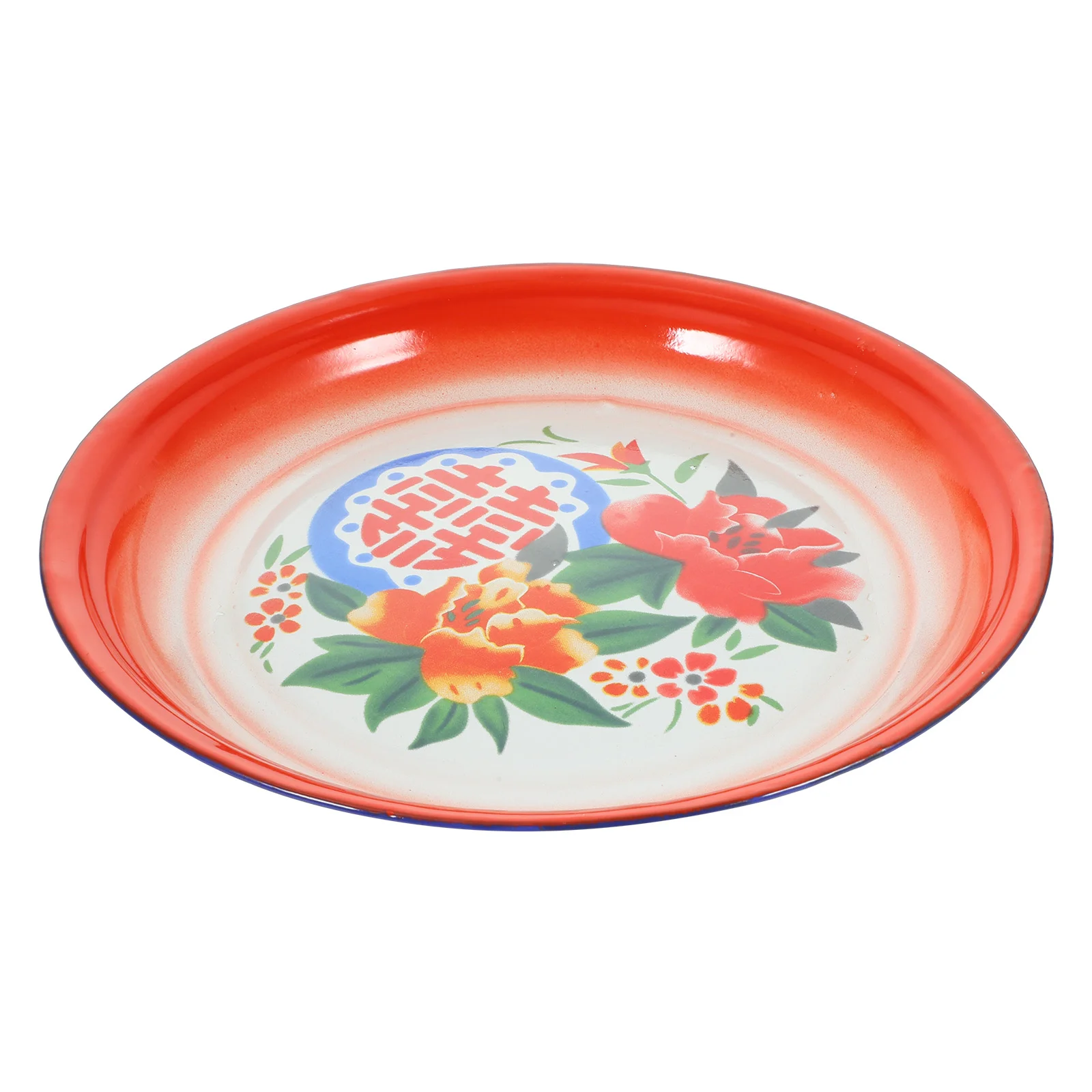 Fettuccine Pasta Vintage Enamel Plate Thicken Kitchen Supply Tray Household Fruit Serving Retro Trays Round Vegetables