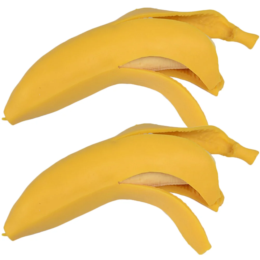 

2 Pcs Simulated Peeled Banana Toy Toys Food Fruit Squeeze Tpr Funny Decompression Stress Child Kids Playset