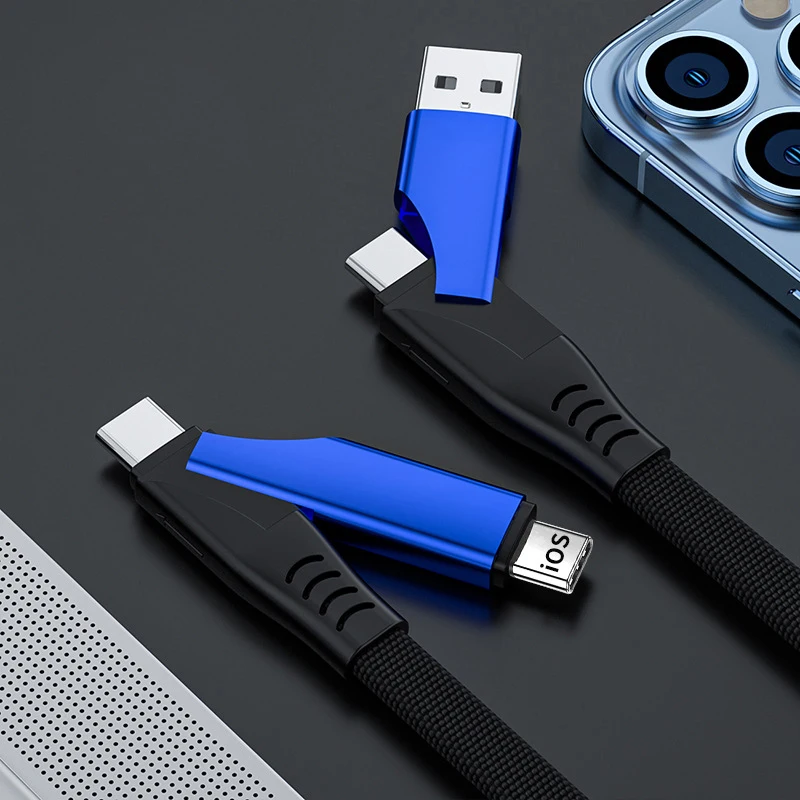 

PD 60W Fast Charging for Lightning to Type-C Cable for iPhone Samsung Oneplus VIVO OPPO Charging 4 in 1 Cable USB C Charger