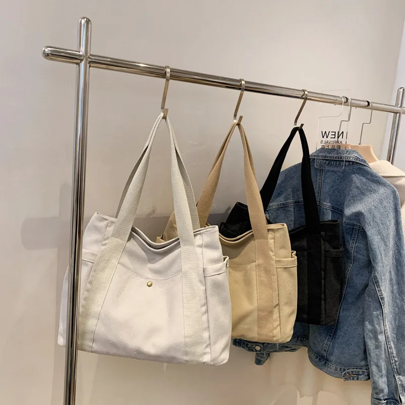 

A4 Large Female Tote Bag Canvas Fabric Shoulder Bag Women's 2023 Big Casual Canvas Bag Handbags for Women School Teenager Ladies