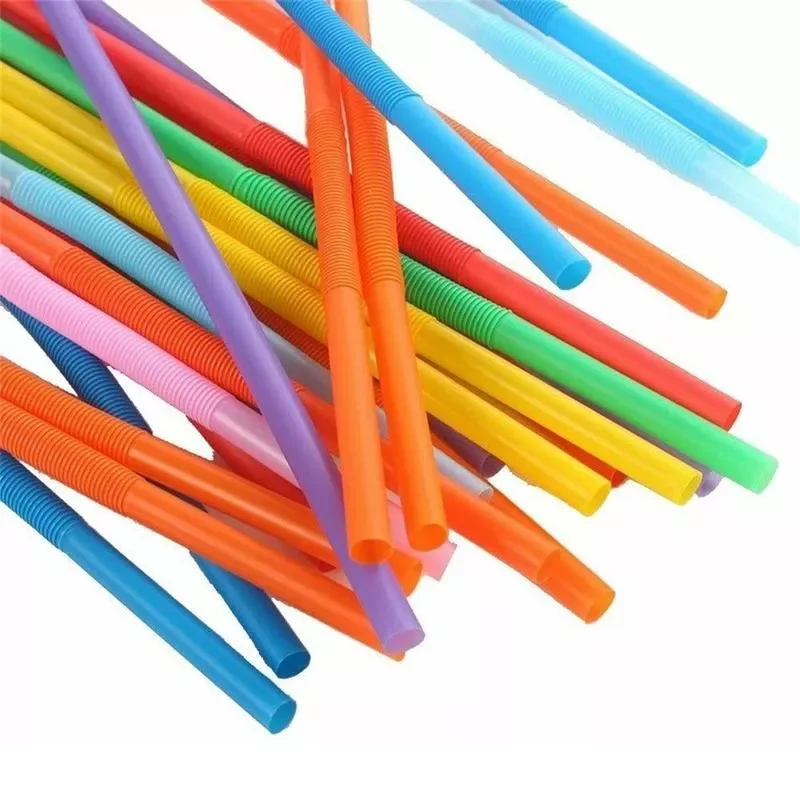 

1 Pack Disposable Staw 100 Glass Straw Straws Striped Flexible Art Color Shape Curved Disposable Pp Straw Drink Accessories