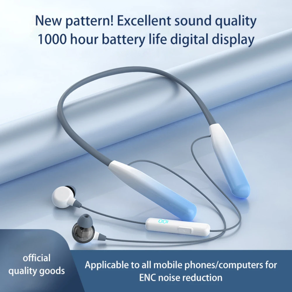 

Voice Prompt Stereo Neck Earphones Dc 5v Wireless Headphones Ultra Long Battery Life Hanging Neck Earphones Waterproof Ipx5