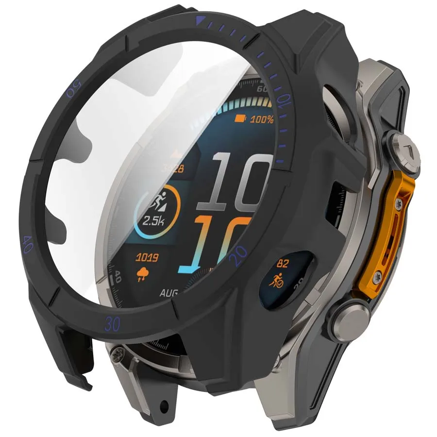 Фото Стекло + чехол для Garmin Fenix 8 43/47/51 мм Tempere, защитное стекло для экрана, жесткий защитный бампер из ПК для Garmin Fenix 8, чехол №2