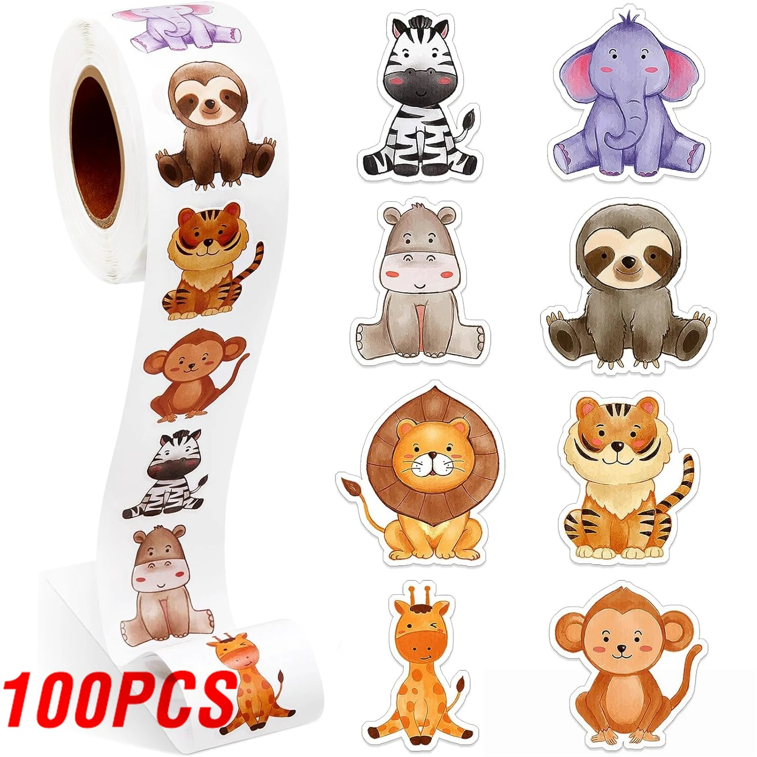 

Набор наклеек с животными, 100-500 шт