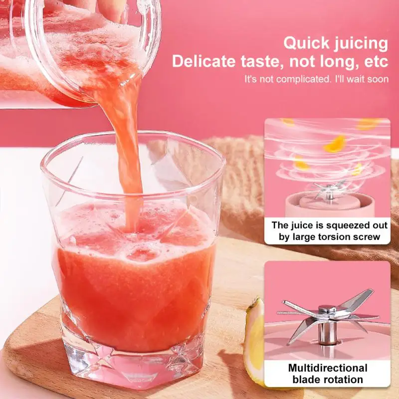 

Six-leaf Cutter Head Juicer Portable Small Electric Juicer Cup Automatic Kitchen Gadget Household Juicer 6 Blades 1pcs Mini