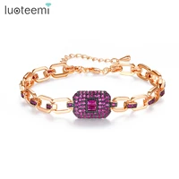 luoteemi multicolor me slender link bracelet big cubic zirconia link chain for women pulseiras de cristais christmas friend gift