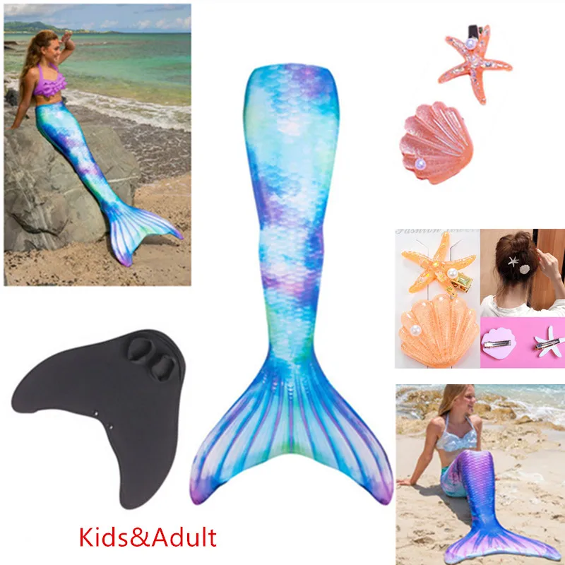 

Swimming Bating Suit Mermaid Costume Swimsuit Hairpin Can Add Monofin Fin Girls for New Summer Kids Adult Swimmable Mermaid Tail