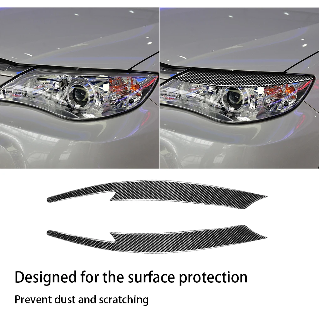 

2Pcs Stickers Trim Carbon Fiber Headlight Strip Eyebrows Decals Supplies