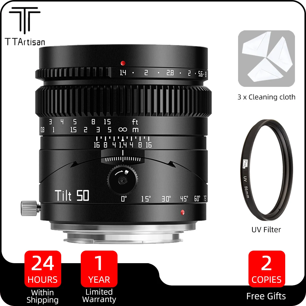 

TTArtisan 50mm F1.4 Tilt-Shift Lens Full Frame MF Manual Focus Portrait Lens For Sony E A7 Leica L Fuji X Nikon Z Canon RF Mount