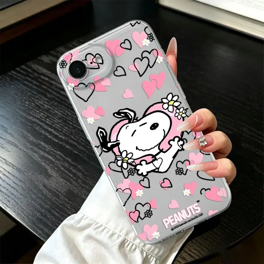 Фото Мягкий чехол для телефона iPhone 17 Pro Max, Air 12 Mini, 13, 16 Pro, 15, 14 Plus, XS Max, 11 Pro, 17e, XR с милым мультяшным принтом Снупи №3