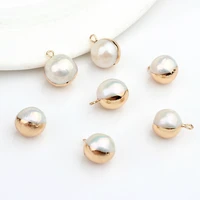 100natural white baroque pearl pendant round ball charms pendant beads 4pcslot for diy jewelry necklace making accessories