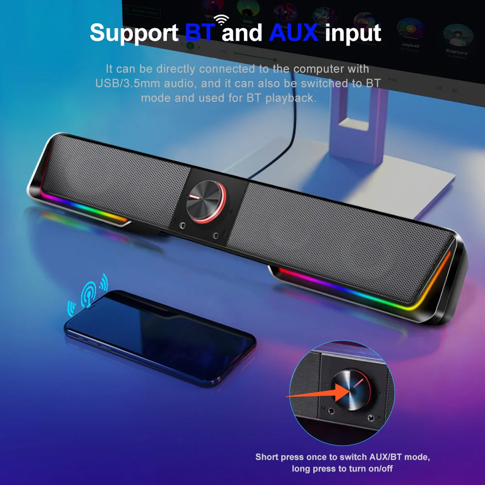 REDRAGON Darknets GS570 Поддержка Bluetooth беспроводной aux 3 5 объемный RGB колонки Колонка