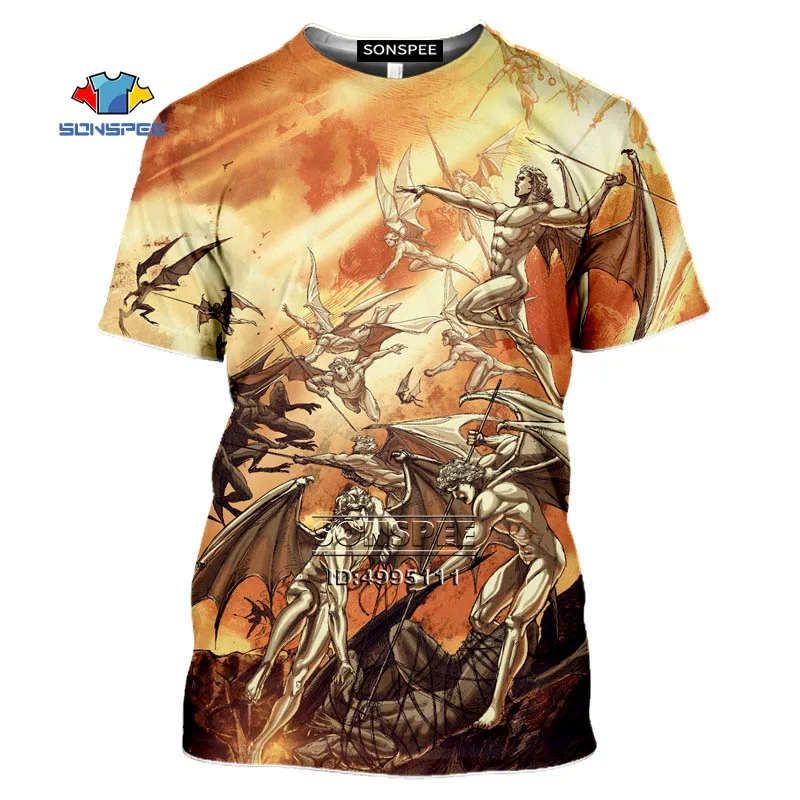 

Horror Hell Devil Demon Satan Handshake Angel 3D Print Women Man's T-shirt Harajuku T shirt Summer Tshirt Hip Hop Casual Shirt