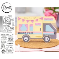 qwell travelling car cutting dies with clear stamps crazy adventure awaits ornament diy card crafting making 2022 new