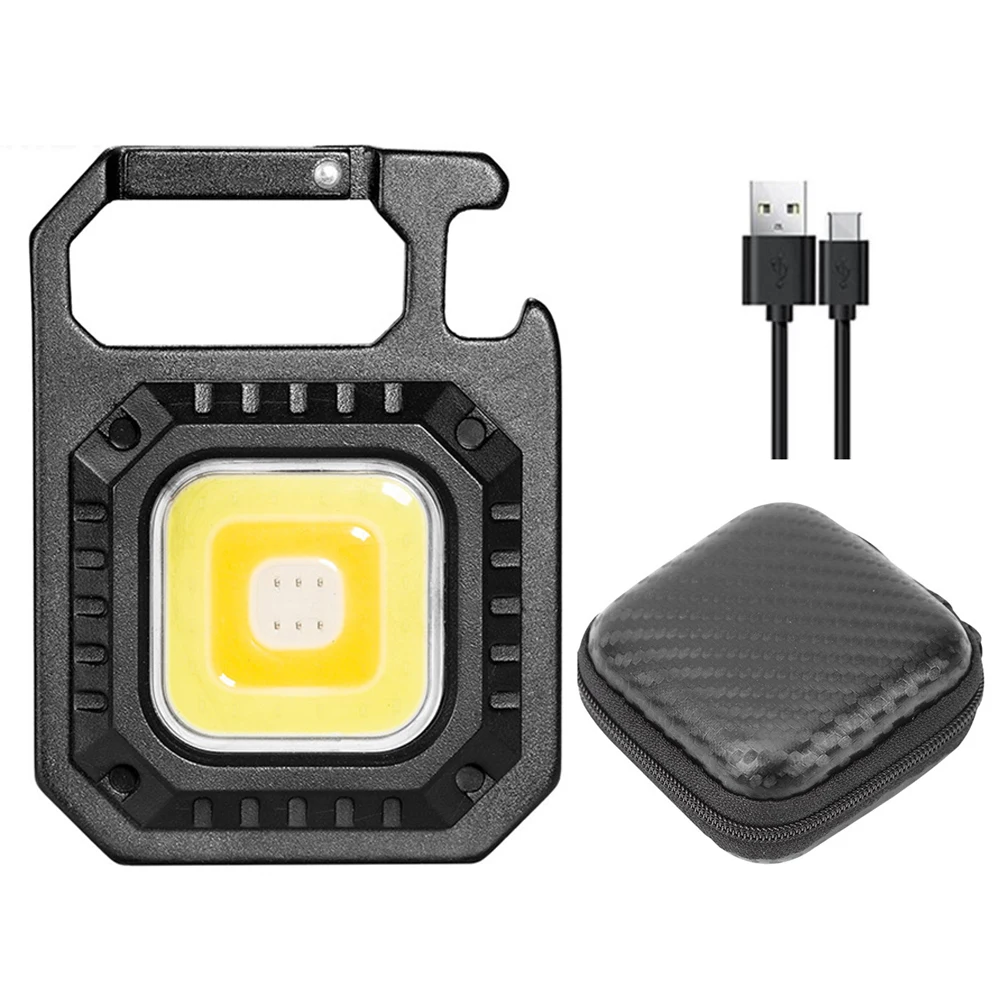 

USB Rechargeable COB LED Mini Keychains Flashlight 500lm 7 Modes Waterproof Portable Pocket Work Lamp Torch for Outdoor Camping