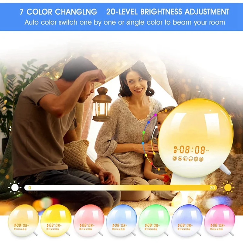 SEWS-будильник с восходом солнца светильник для пробуждения в спалах тяжелые