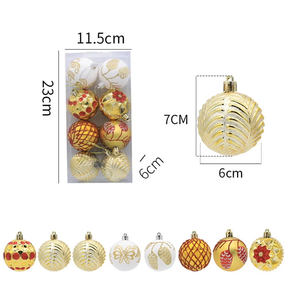 

8Pcs Christmas Tree Balls Xmas Tree Hanging Ornament Wedding Birthday Home Party Decoration DIY Christmas Ball New Year 2023