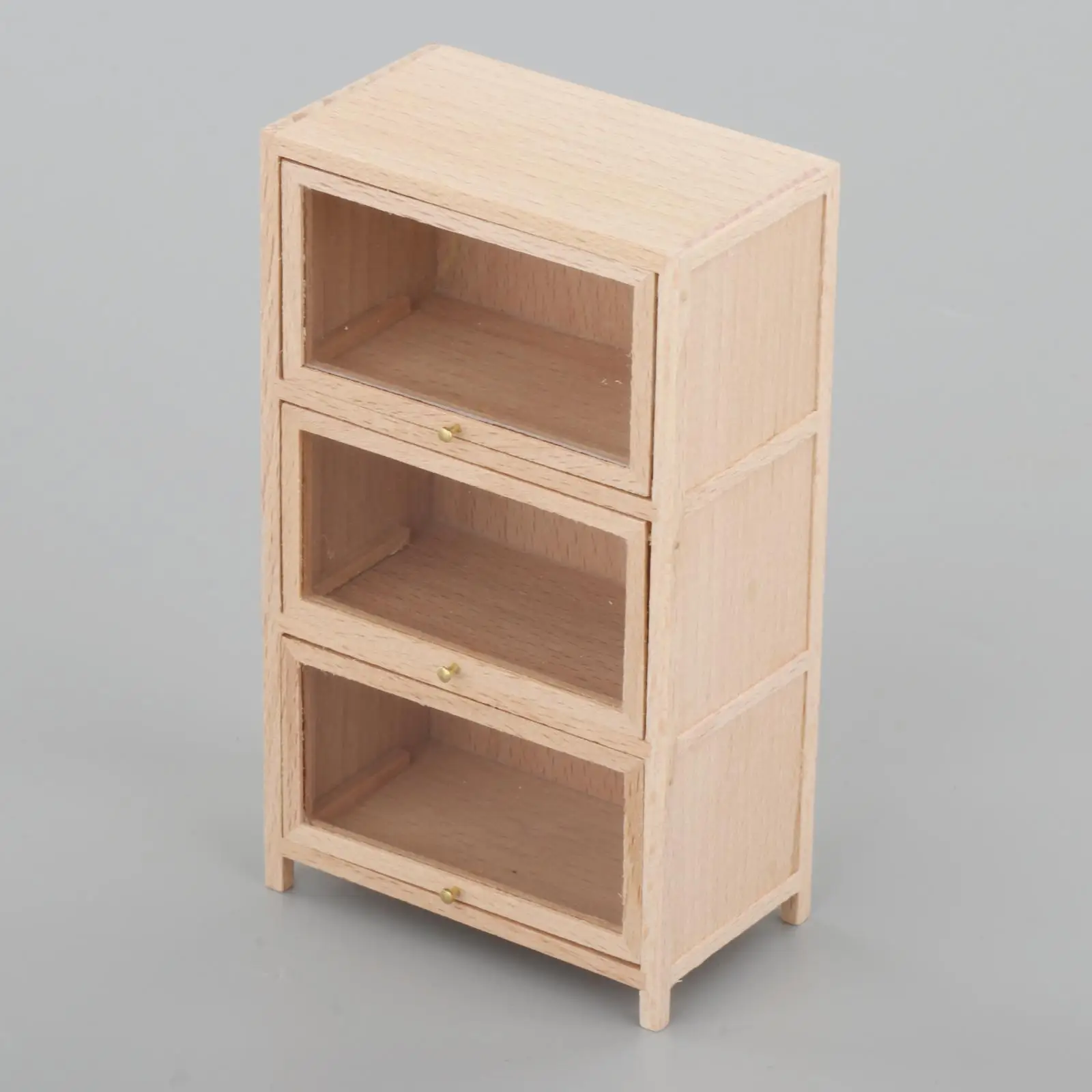 

Миниатюрный деревянный книжный шкаф для кукольного домика, мебель 3-уровневая 1:12 для ландшафта