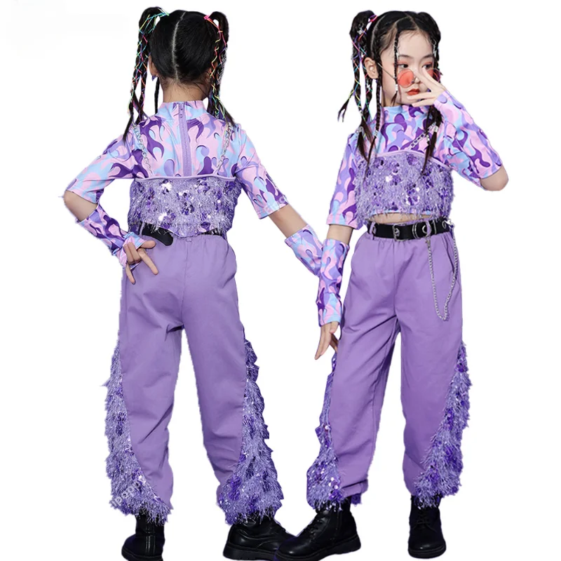 Детский костюм для танцев лоланта верх и брюки девочек стиль хип-хоп джазовая