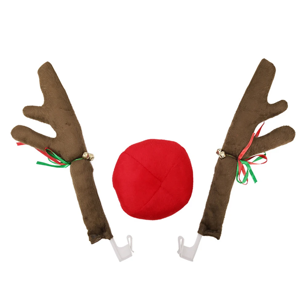 

Christmas Sika Deer Antlers Nose Horn Car Vehicle Decoration Reindeer Elk Set Truck Ornaments Xmas Holiday Party Gift Kawaii