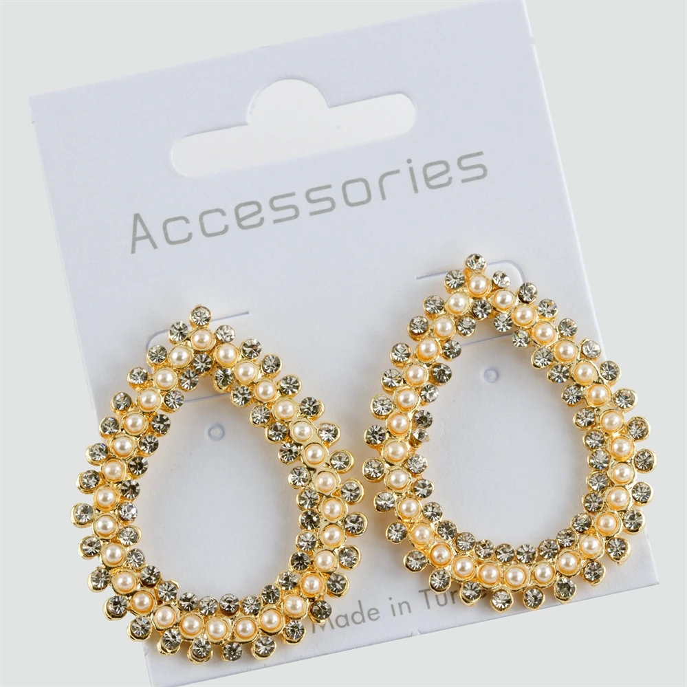 

Модные Роскошные серьги овальной формы с жемчугом и фианитом