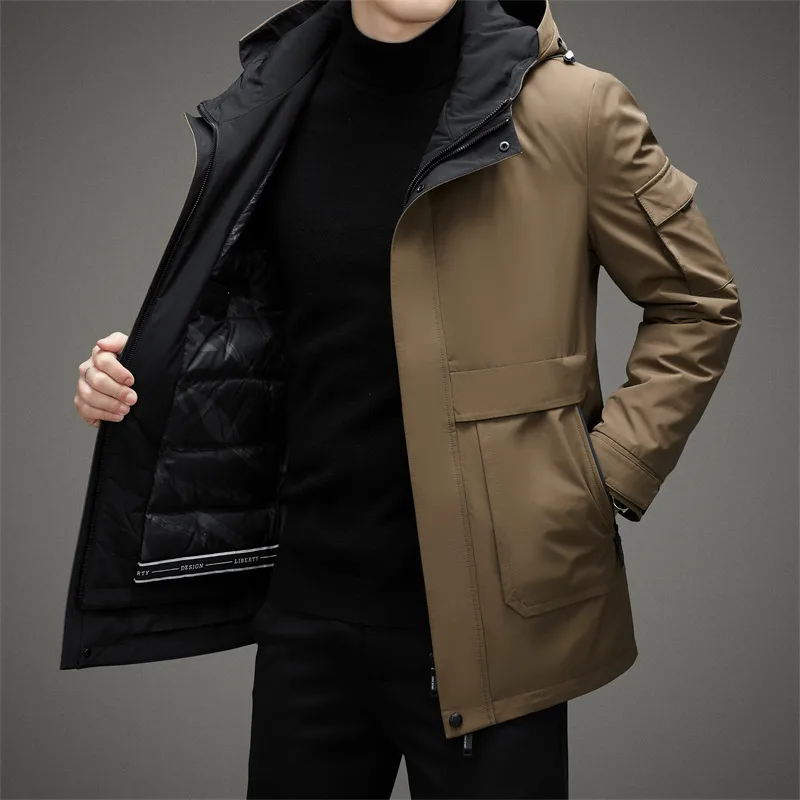 Winter Jacket Men Parkas Fashion Hooded Thicken Warm Double Layer Coats Manteaux Doudoune Homme Ropa Hombre Goose Down Jackets