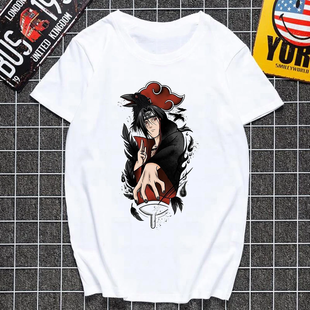 Футболка Uchiha мужская повседневная одежда из аниме крутой топ с коротким рукавом