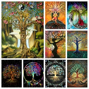 Psychedelic Trippy Tree Of Life Diamond Mosaic Painting Rhinestone Picture Full Drill Cross Stitch M