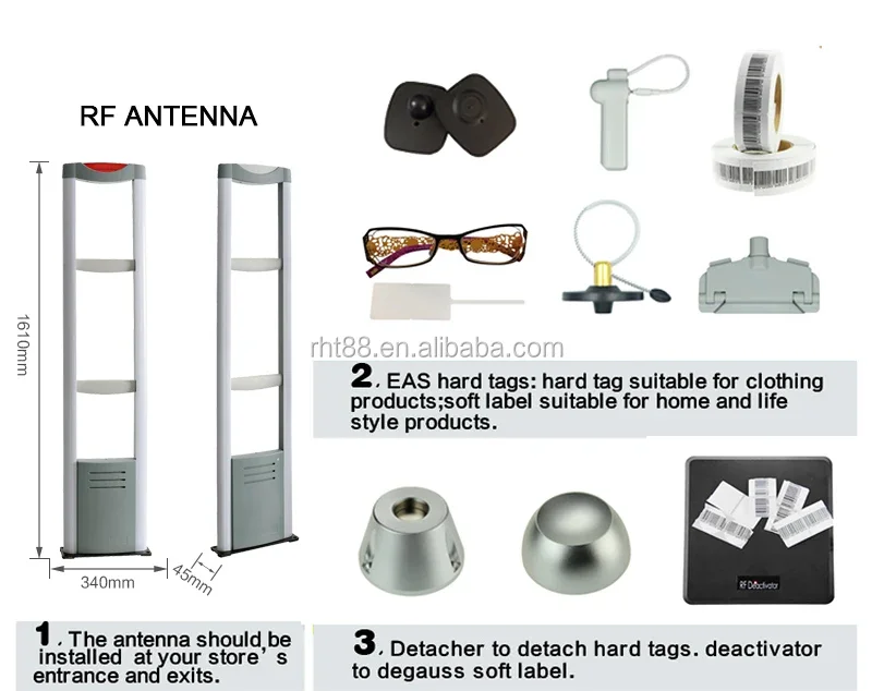 Система Eas Дверь 8 2 МГц Радиочастотное обнаружение Примечания Магазин одежды