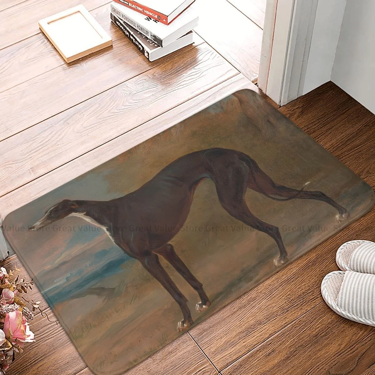 

Greyhound Dog Animal Pets Non-slip Doormat Living Room Mat Vintage Floor Carpet Entrance Door Rug Bedroom Decorative