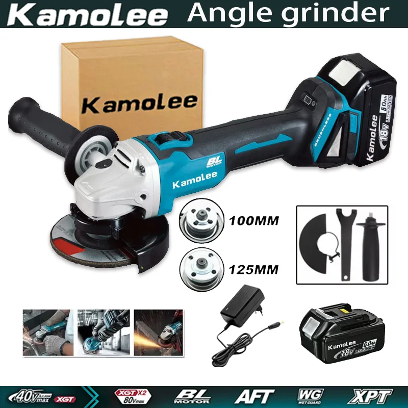 

Kamolee 18500 об/мин 125 мм/100 мм бесщеточная Беспроводная угловая шлифовальная машина 4 скорости режущий Электроинструмент совместимый с батареей ...