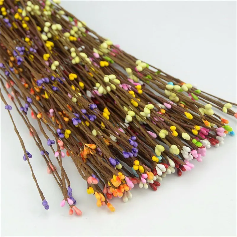 

10pcs Cheap 40cm Bud Artificial Branches Flower Iron Wire For Wedding Decoration DIY Scrapbooking Decorative Wreath Fake Flowers