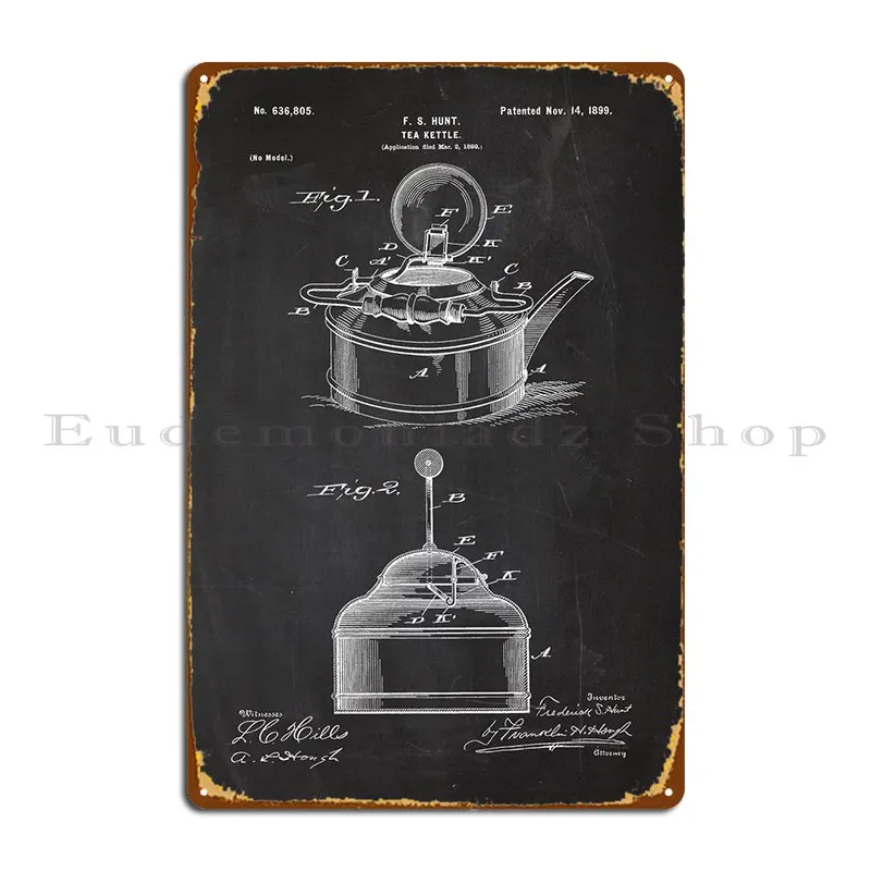 

1899 чайный чайник-запатентованный рисунок, металлическая табличка, искусственная стена, индивидуальный дизайн, клубный жестяной плакат