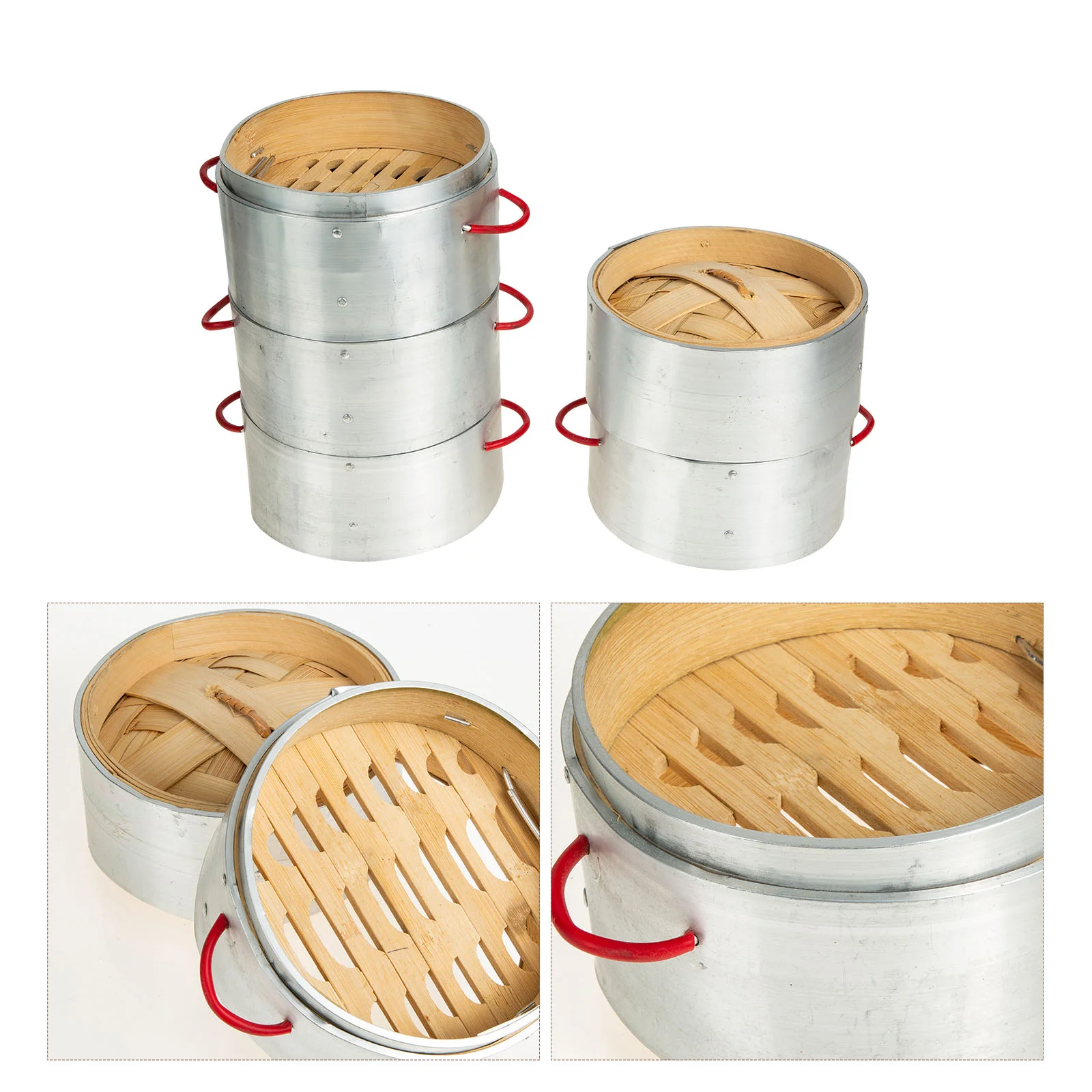 

1 set of Aluminium Bamboo Food Steamer Premium Household Food Steam Basket