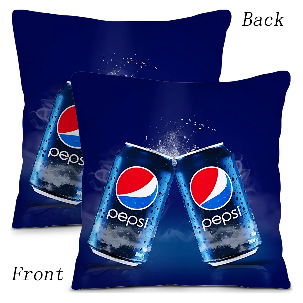 Pillow Covers Cartoon Soda Brand Art P-Pepsi-Cola Sofa Decorative Home Double-sided Printing Short Plush Cute Cushion Cover