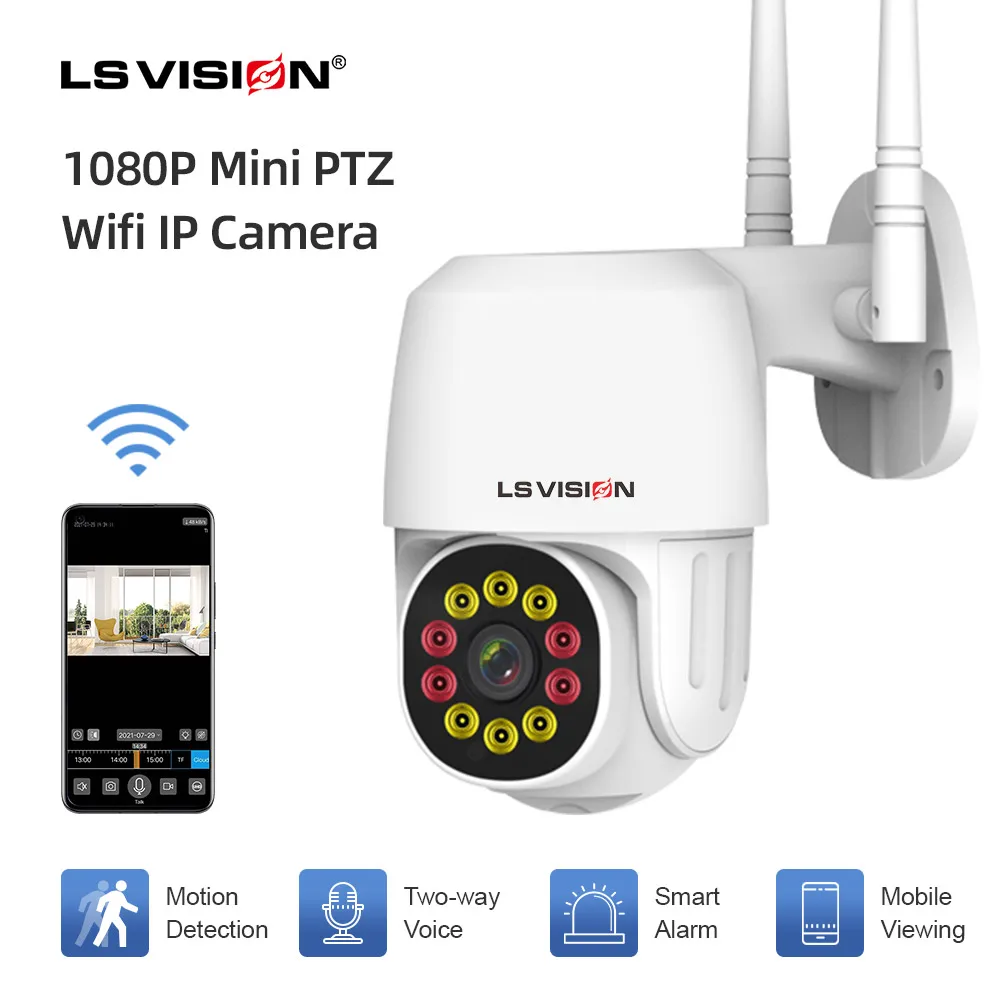 IP-камера LSVISION 2 МП беспроводная водонепроницаемая с 4-кратным зумом Wi-Fi 1080P HD -