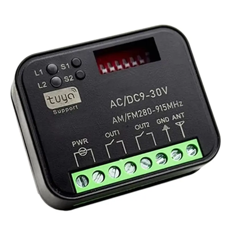 Фото Y43A-Tuya Совместимый с Tuya приемник дистанционного управления воротами по Wi-Fi 433 МГц 868 МГц, 2-канальный, универсальный для контроллера RX-MULTI, 300-868 МГц №1