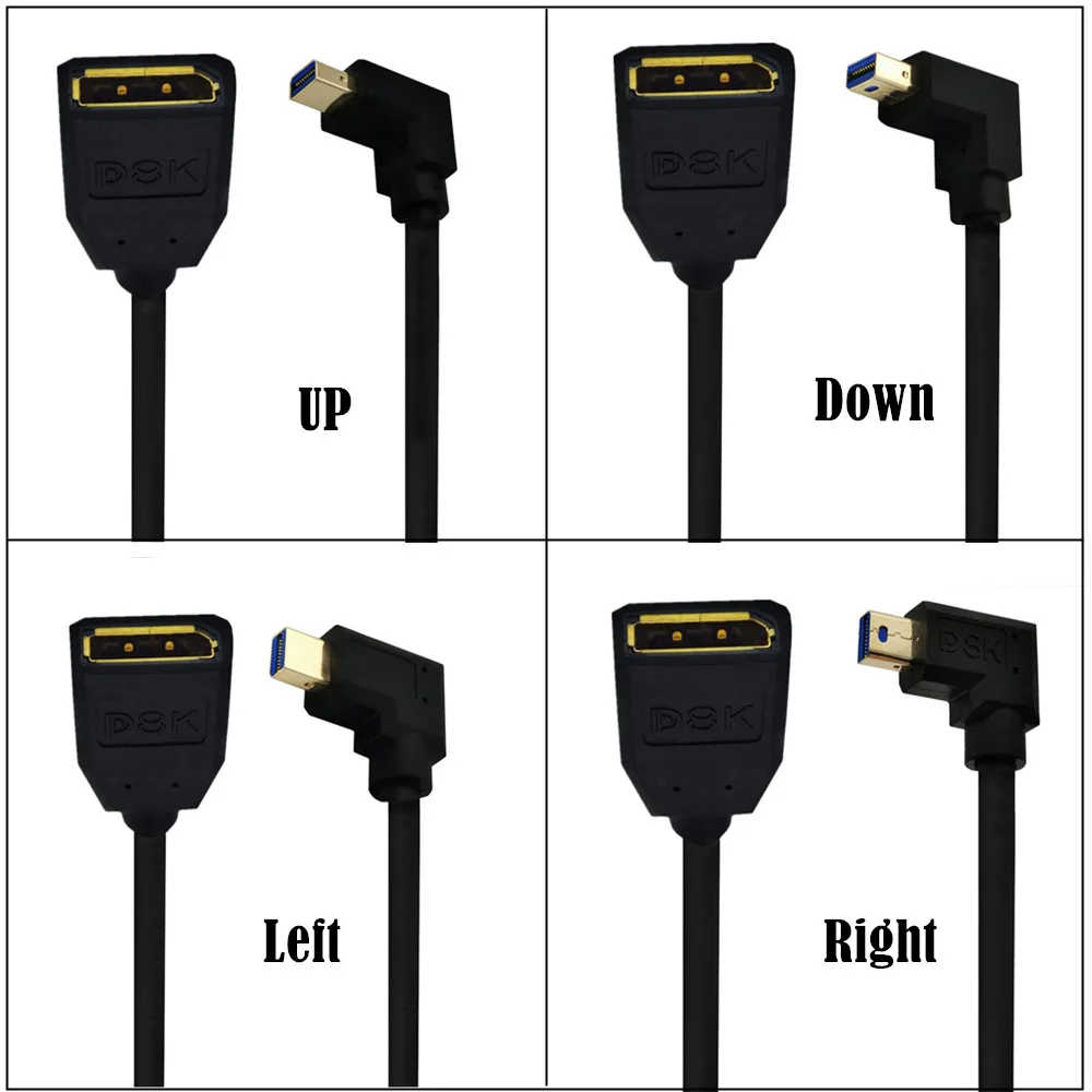 

8K 144 в до 8K/60 Гц, 4K/0,3 Гц Поддержка DisplayPort мама-мини DisplayPort кабель папа м вверх/вниз/влево/вправо/прямой