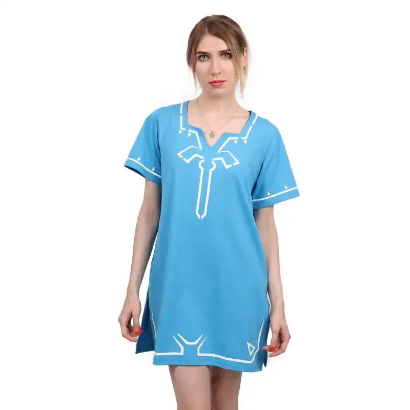 Женское платье-туника для косплея DAZCOS голубое платье-рубашка карнавала
