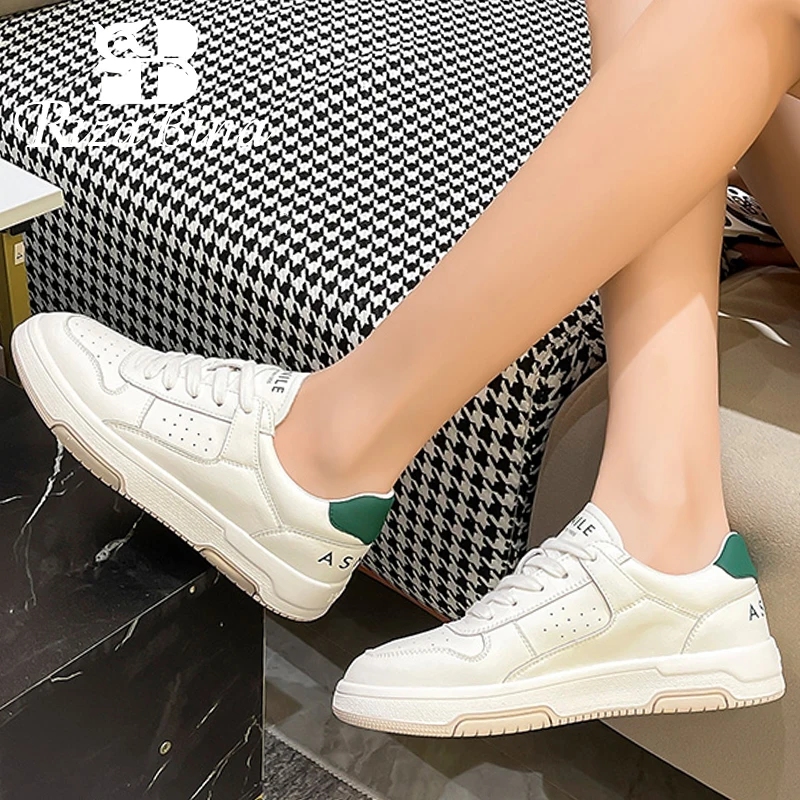 

RizaBina New Women Sneakers Real Leather Fashion Casual Shoes For Women Ins Spring Female Trainers Daily Footwear Size 35-40