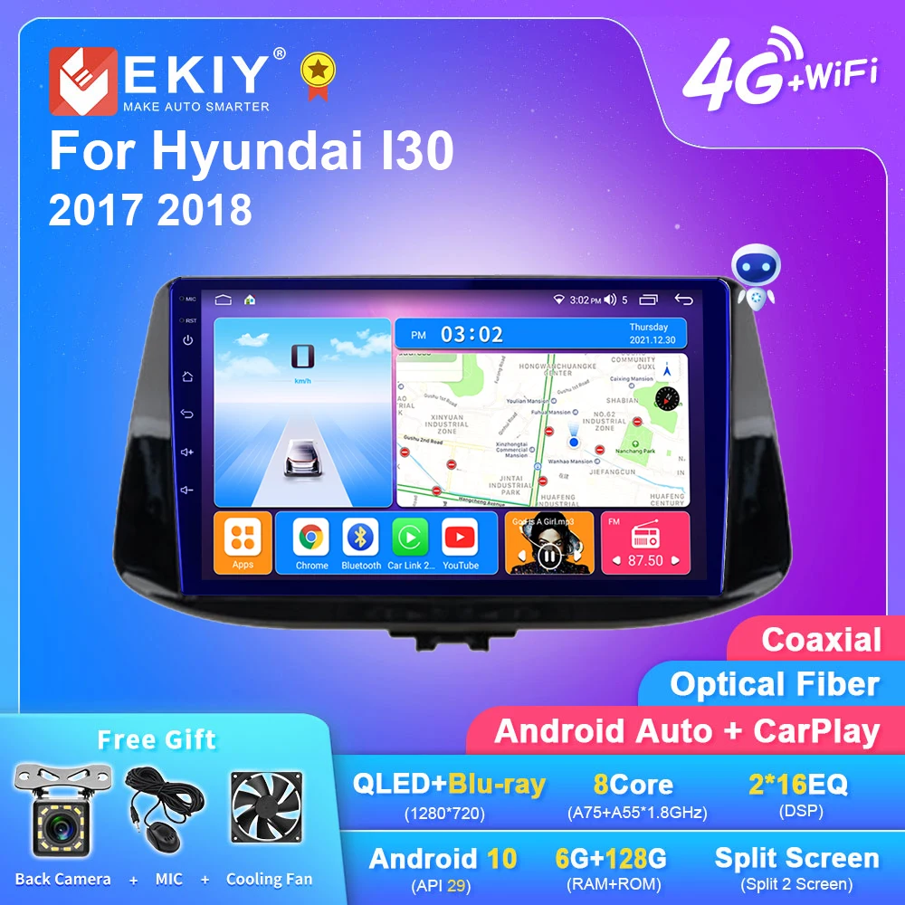 EKIY T7 IPS DSP Android 10 для Hyundai I30 2017 2018 Автомагнитола мультимедийный видеоплеер
