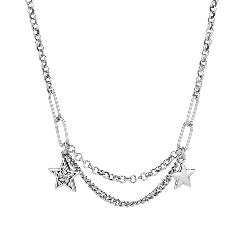 

Панда Sam звезда серебряного цвета ожерелье для женщин и девушек Gfit цепочка до ключиц в стиле хип-хоп украшения хипстера Прямая поставка